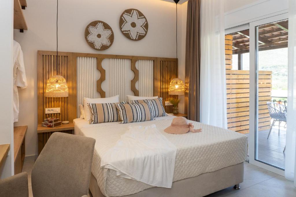 Letto o letti in una camera di Nikos Studios