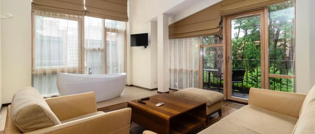 Χώρος καθιστικού στο Jūros apartamentai 567