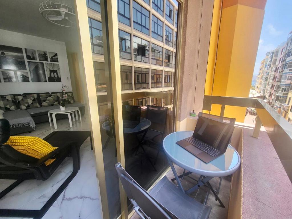 A seating area at New big flat with balcony 50mts away from beach Parking Optional