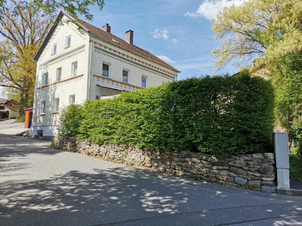 a large bush in front of a building at Ferienwohnung zur Wacht in Viechtach