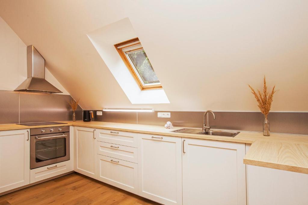Kuchyň nebo kuchyňský kout v ubytování Apartmány Vilka Orlík