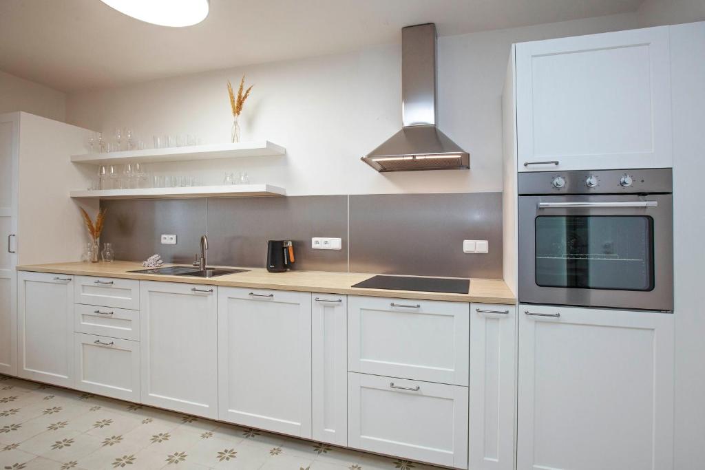 Kuchyň nebo kuchyňský kout v ubytování Apartmány Vilka Orlík