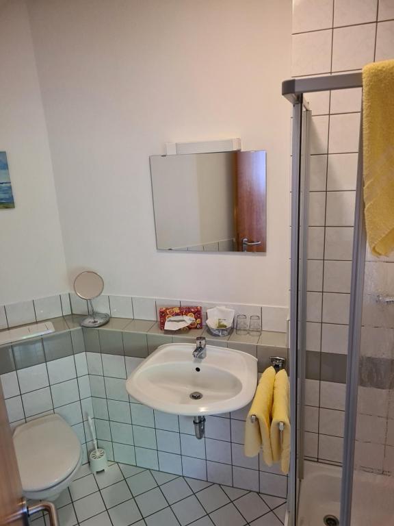 Ένα μπάνιο στο Logis Hotel Stadt Neustadt