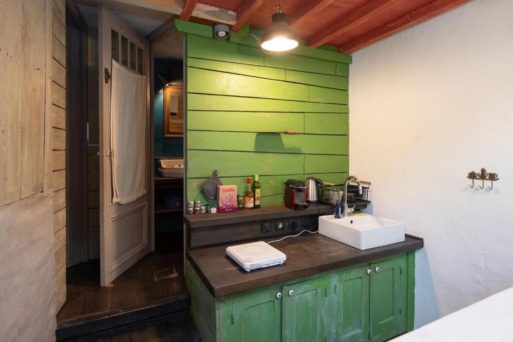 Kuchyňa alebo kuchynka v ubytovaní Eza - Gîte pour 6 voyageurs avec jardin
