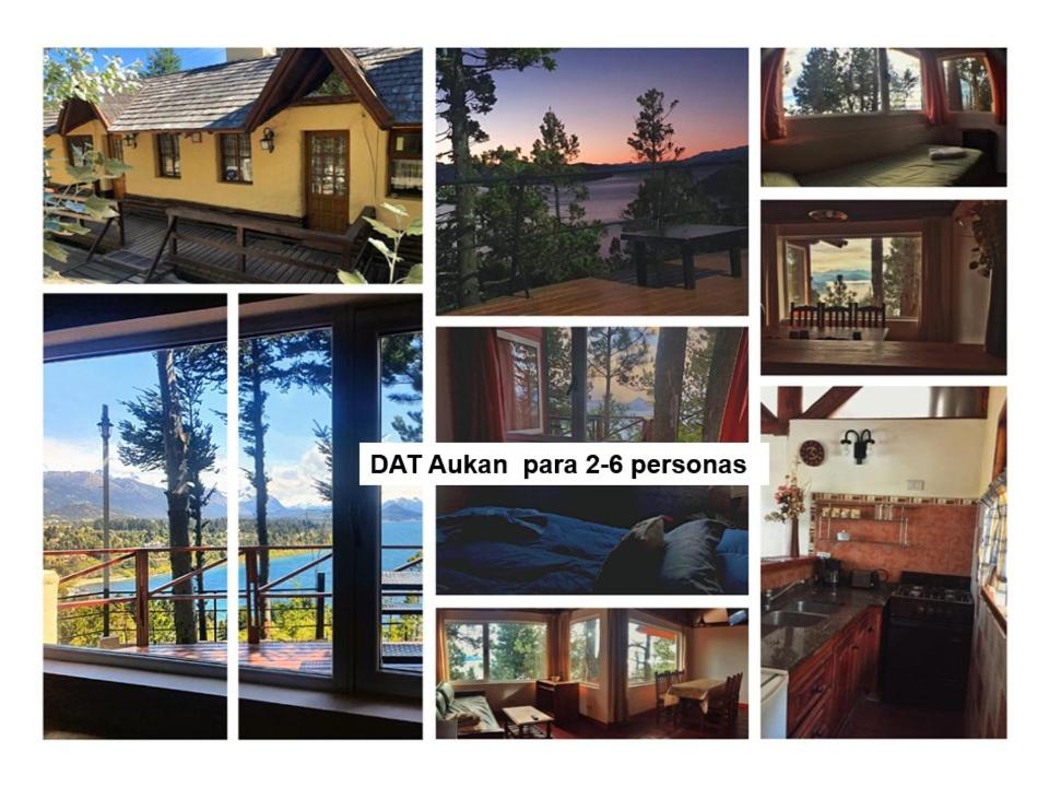 un collage de fotos de diferentes casas y patios en Aucapillan en San Carlos de Bariloche
