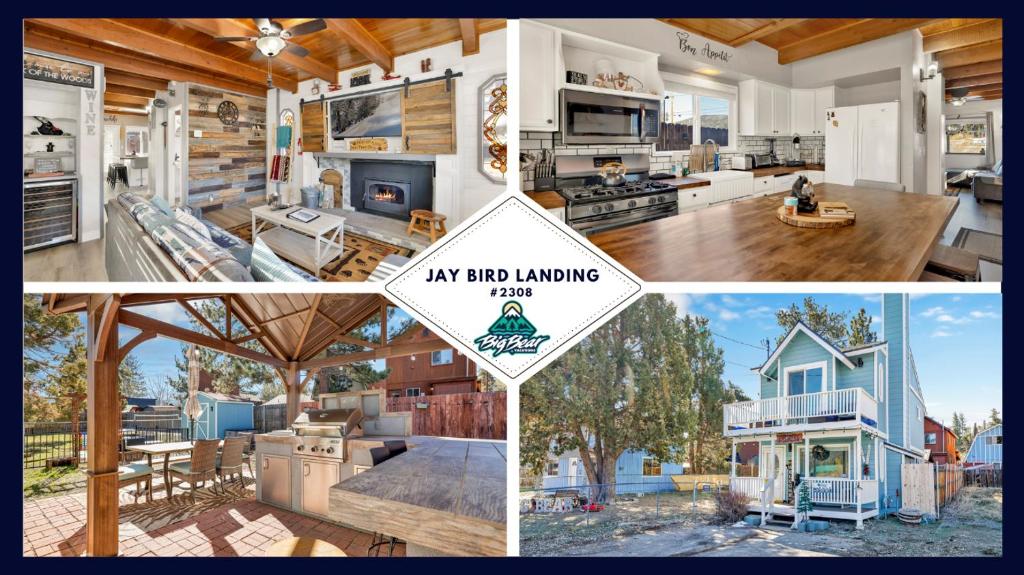 a collage of four pictures of a house at Jay bird landing escape #2308 in Big Bear City
