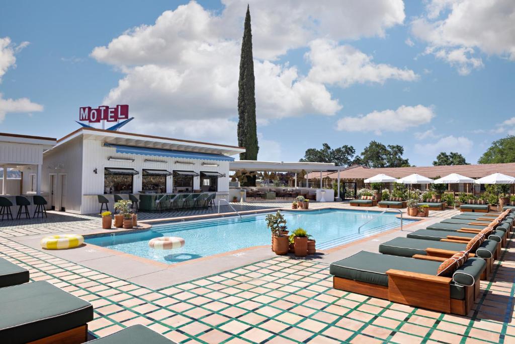 a rendering of the pool at a hotel at River Lodge Paso in Paso Robles