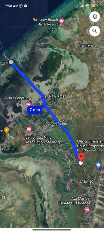 a map of a road with a blue at Olango Transient Home,with WIFI &Netfix in Santa Rosa