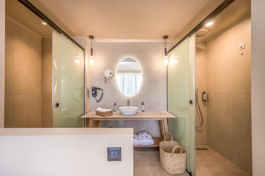 Koupelna v ubytování Hotel Pyriá