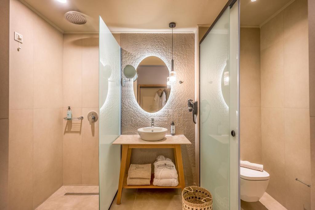 Koupelna v ubytování Hotel Pyriá