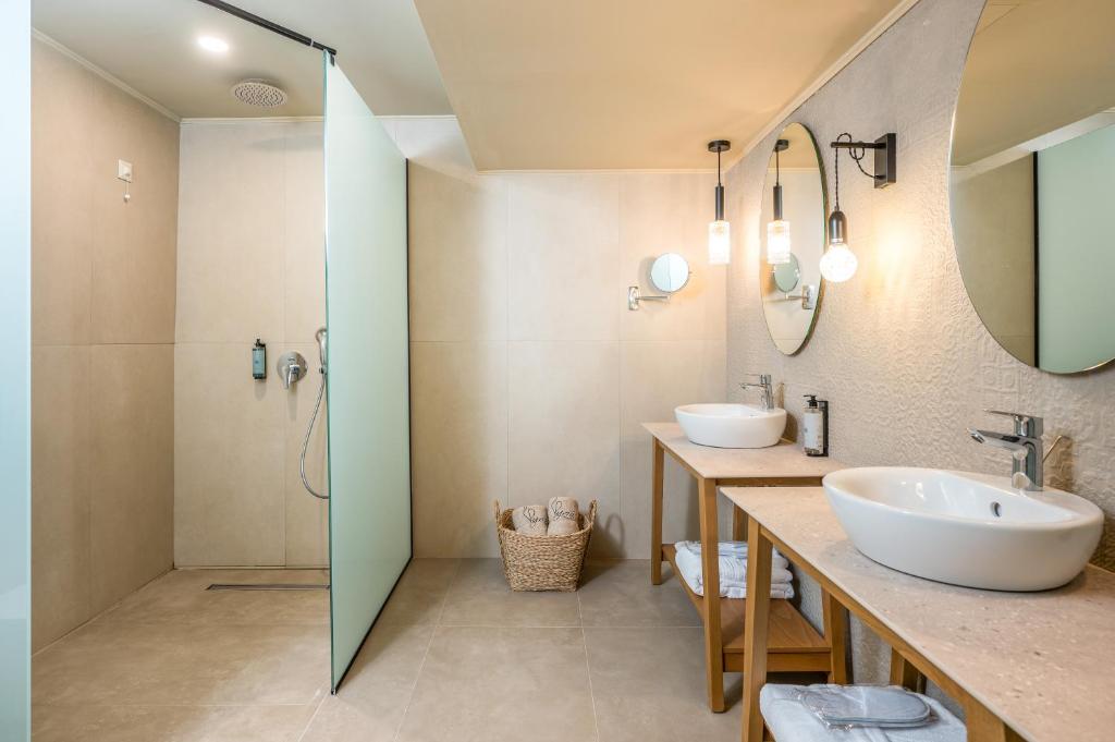 Koupelna v ubytování Hotel Pyriá