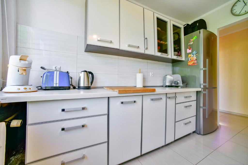 Kuchyňa alebo kuchynka v ubytovaní Apartament u Joli w Kolobrzegu Podczele - 2 sypialnie, 50m2, wifi i parking za darmo!