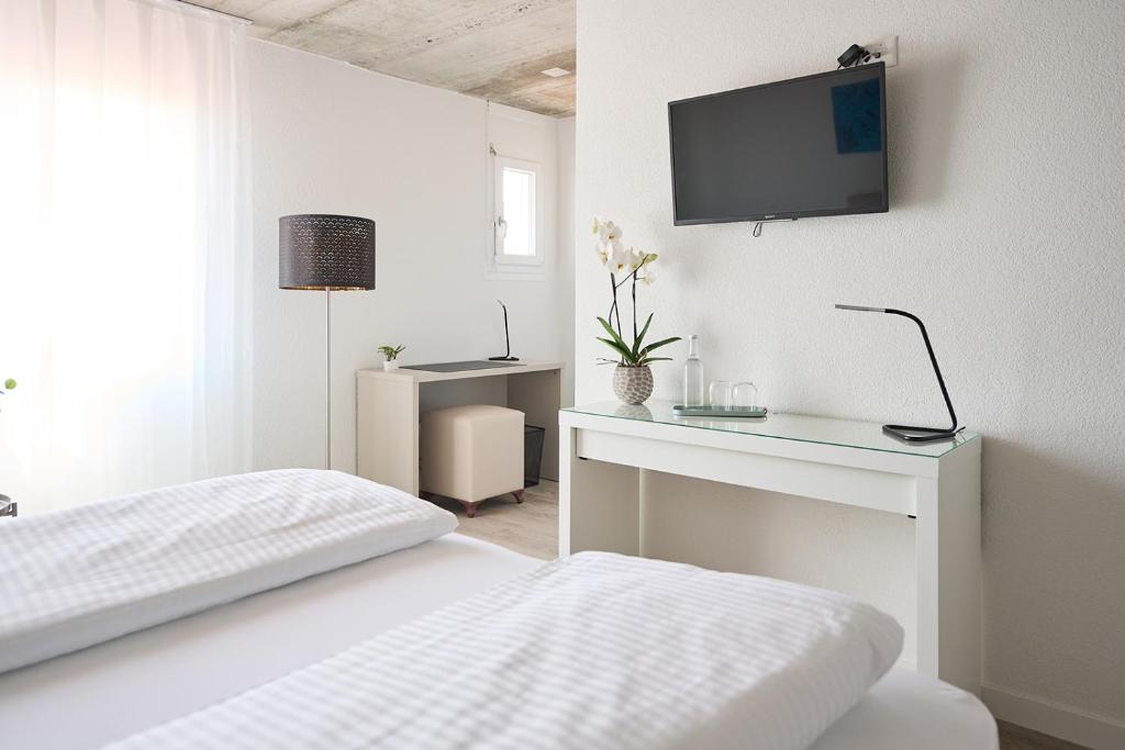 TV a/nebo společenská místnost v ubytování Aabach Hotel