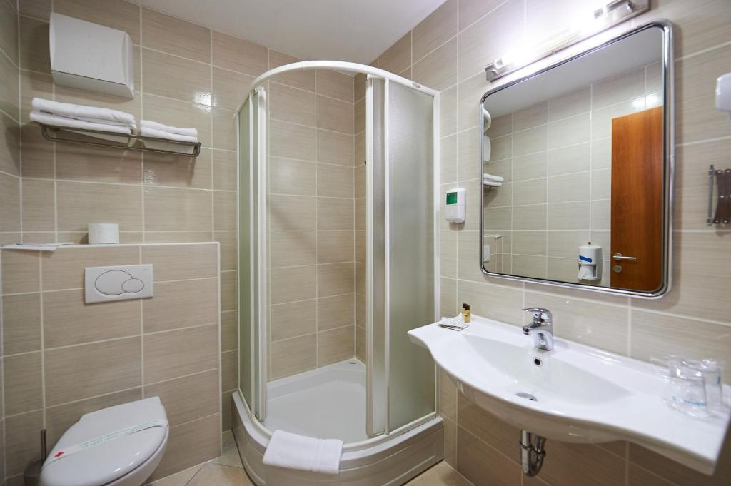 Koupelna v ubytování Hotel Korosica