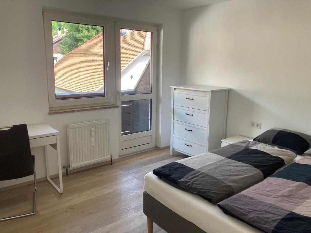 Ένα ή περισσότερα κρεβάτια σε δωμάτιο στο Geräumiges Apartment mit Weitblick 1-6 Personen