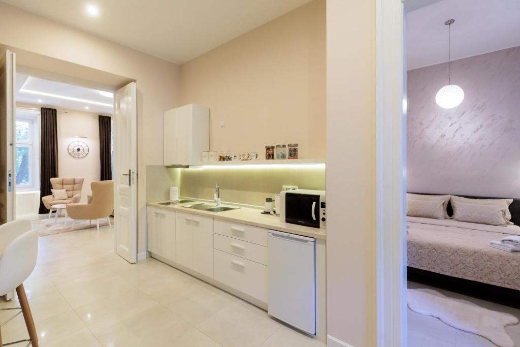 Kuchyň nebo kuchyňský kout v ubytování Apartman Mirakul