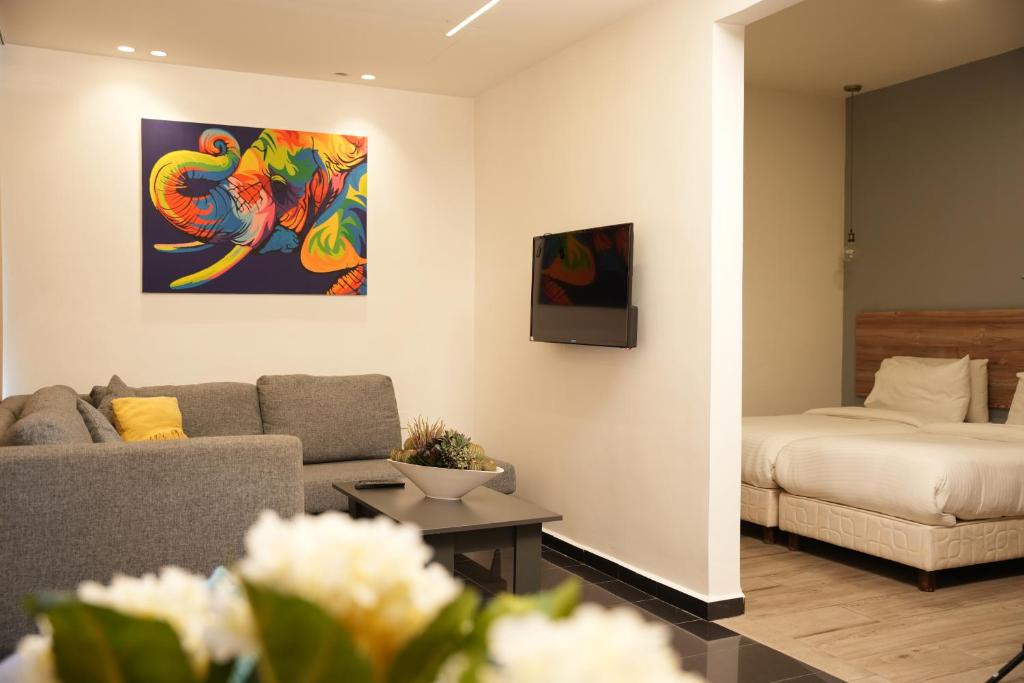 Posezení v ubytování B RESIDENCE