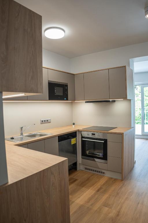 Kuchyň nebo kuchyňský kout v ubytování DIAMOND Luxury Apartments