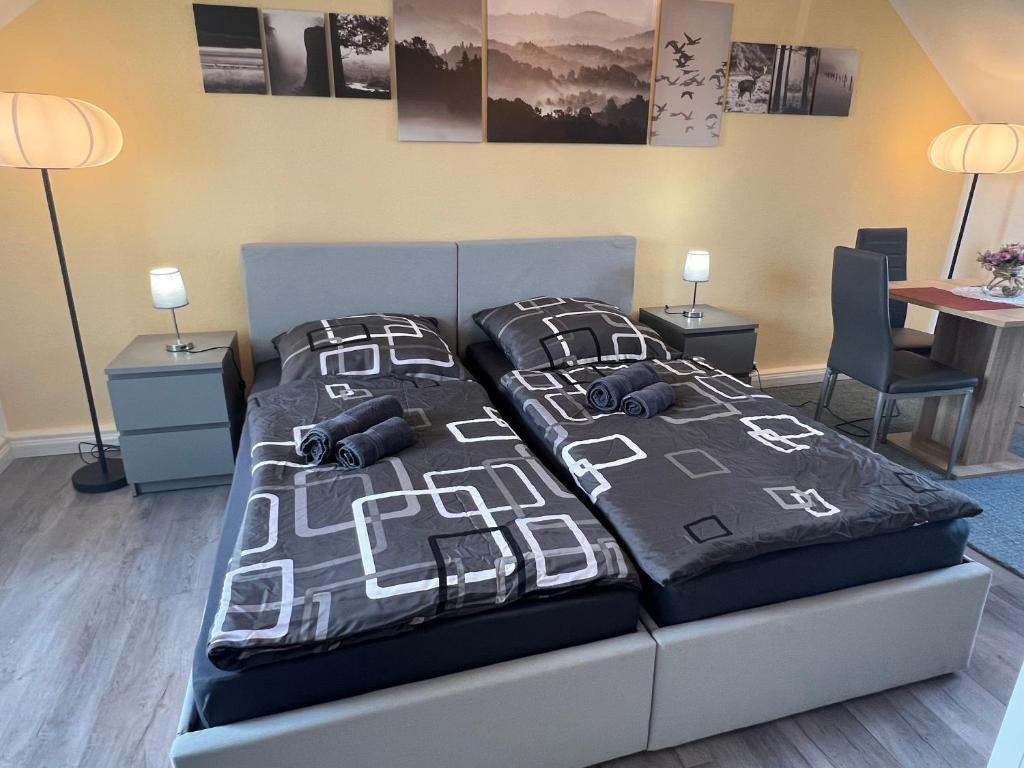 Postel nebo postele na pokoji v ubytování Studio Apartment Frühauf Geithain