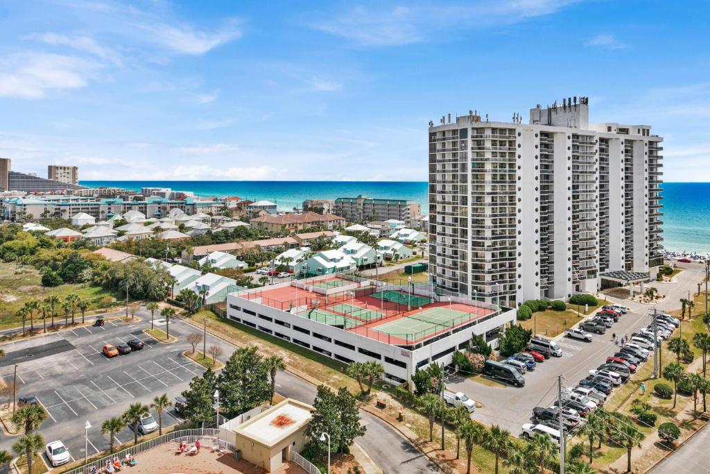 an aerial view of a large building with a tennis court at Ariel Dunes I Unit 1209 Gulf view in Destin