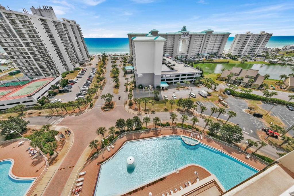 an aerial view of a resort with a pool and the ocean at Ariel Dunes I Unit 1209 Gulf view in Destin