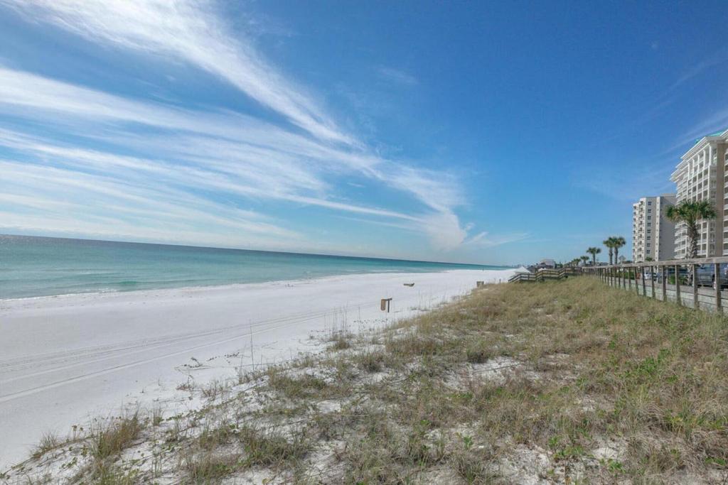 a view of a beach with buildings and the ocean at Ariel Dunes I Unit 1209 Gulf view in Destin