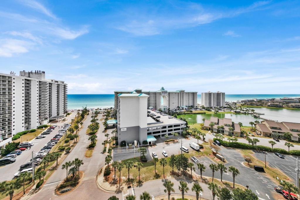 an aerial view of a city with buildings and the ocean at Ariel Dunes I Unit 1209 Gulf view in Destin