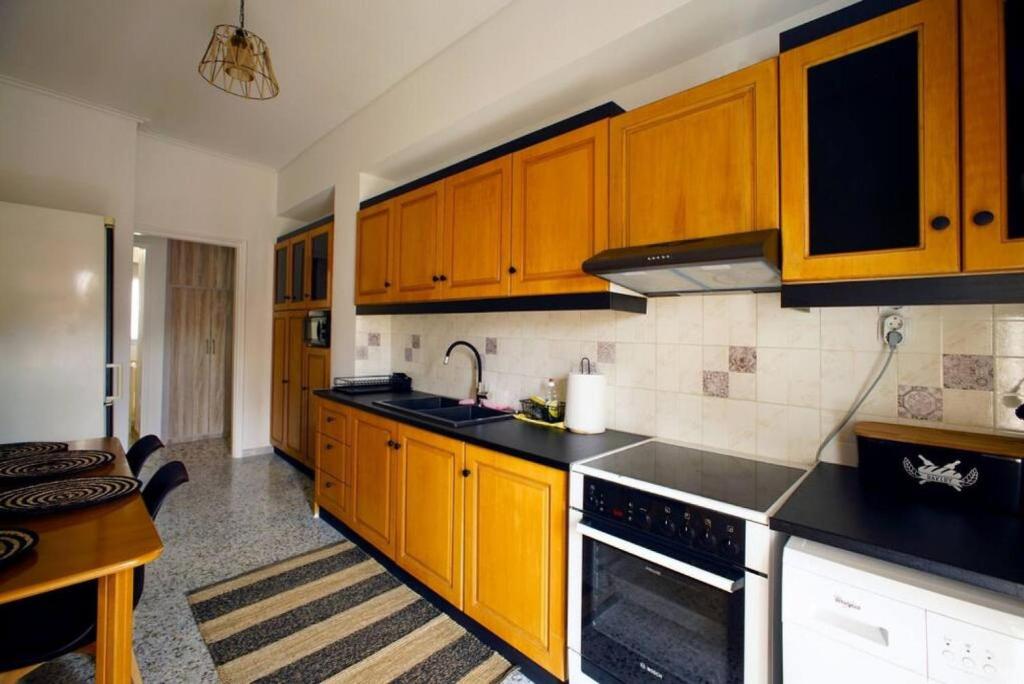Kuchyň nebo kuchyňský kout v ubytování Νew Thission Luxury Apartment