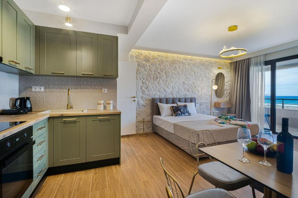 Kuchyň nebo kuchyňský kout v ubytování Merelia Aurora Apartments