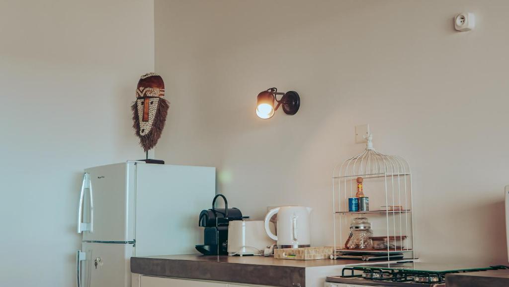 Kuchyň nebo kuchyňský kout v ubytování Pension Irivai appartement "Uparu" 1 chambre bord de mer