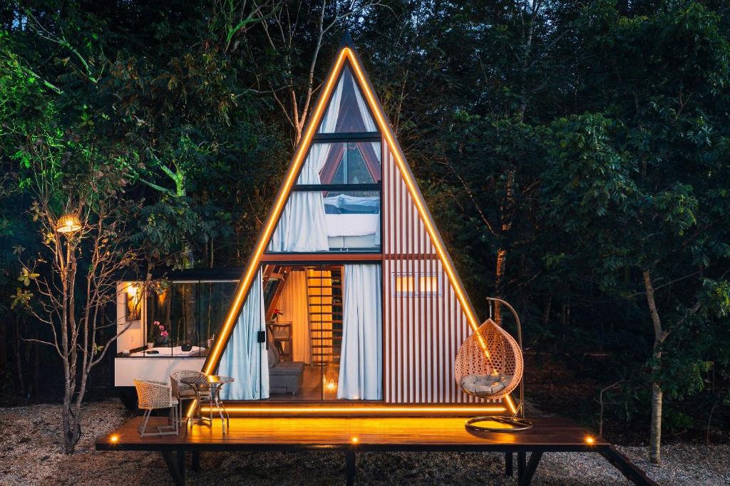 Taman di luar Cabana Genebra Vale das Cabanas piri