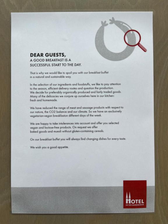 Certifikát, hodnocení, plakát nebo jiný dokument vystavený v ubytování Hotel an der Marienkirche