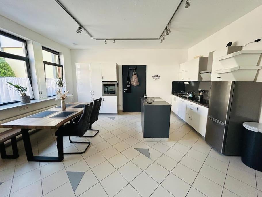 Kuchyň nebo kuchyňský kout v ubytování Ferienwohnung am Storchennest
