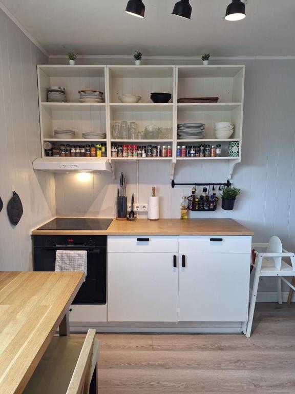 Kuchyň nebo kuchyňský kout v ubytování Hallfreðarstaðir 1 Apartments