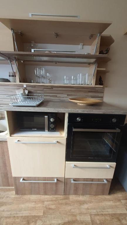 Kuchyň nebo kuchyňský kout v ubytování Apartmán U Pošty Králíky