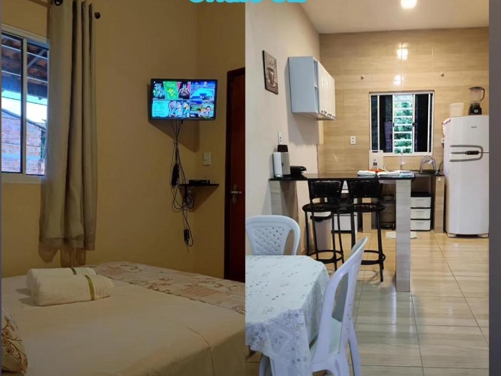 Nhà bếp/bếp nhỏ tại Casa de temporada 02 -Chalé Portal do Paraíso