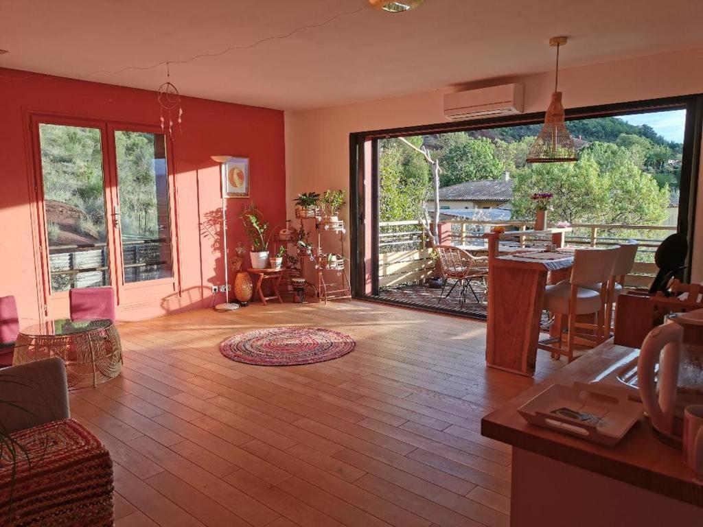 Posezení v ubytování Duplex Orange Oasis