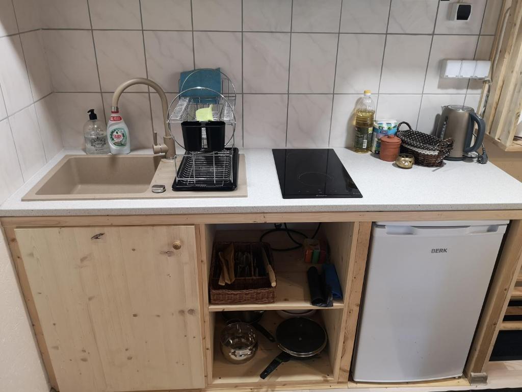 Kuchyň nebo kuchyňský kout v ubytování Private tinyhouse - Blue House