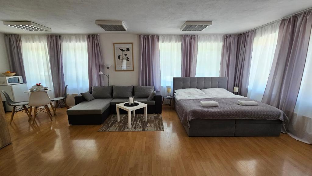 Postel nebo postele na pokoji v ubytování Apartmány v Zlatej uličke