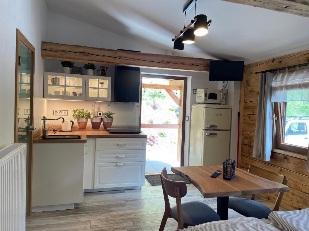 Kuchyň nebo kuchyňský kout v ubytování Apartmány HÁJOVNA Lipno