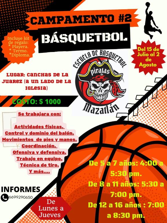 マサトランにあるRenta Vacacional Zoeのバスケットボールチームの募集ポスター