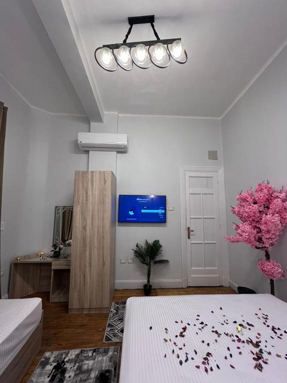 TV a/nebo společenská místnost v ubytování Downtown view studios
