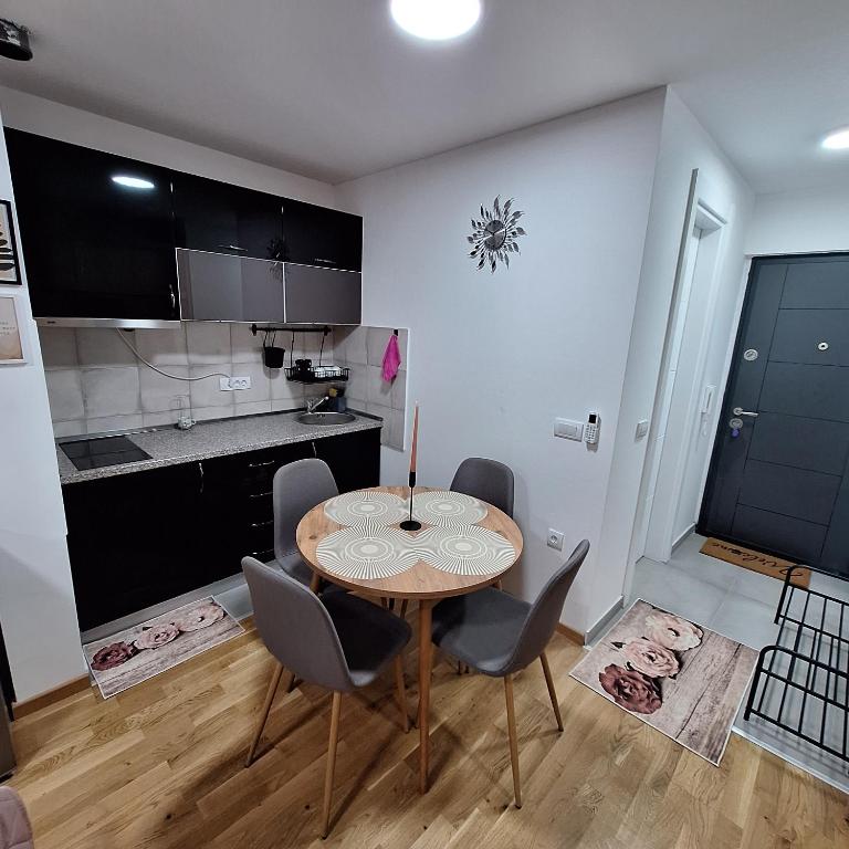 Kuchyň nebo kuchyňský kout v ubytování Studio apartman Delight Vrnjačka banja