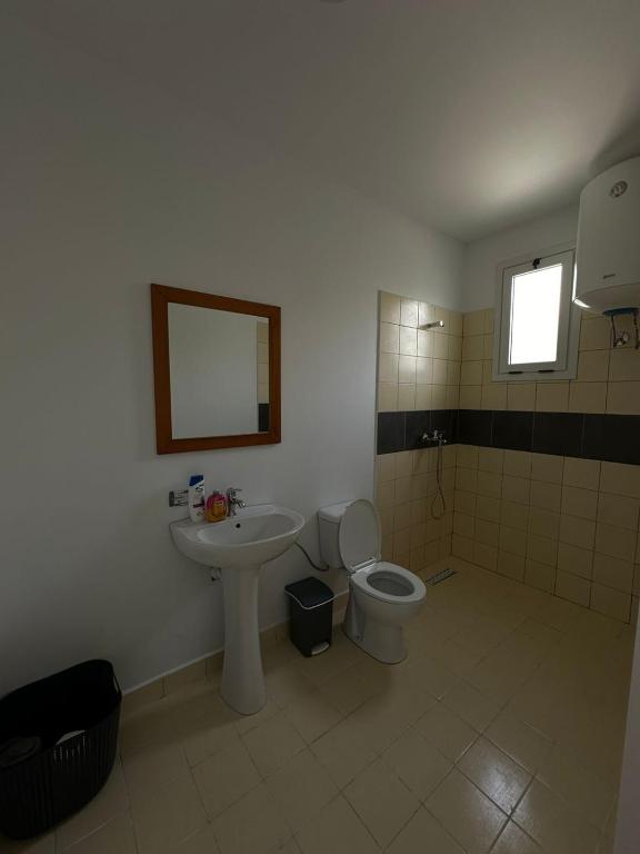 a bathroom with a sink and a toilet at Sunny Rentals in Vlorë