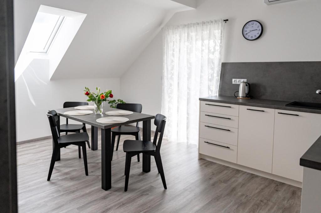 Kuchyň nebo kuchyňský kout v ubytování apartmány Miška Mirkovice