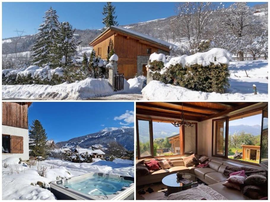 ブール・サン・モーリスにあるEntire Chalet Salamo 11 plus 1 Les Arcs Paradiski Jacuzziの雪家絵図
