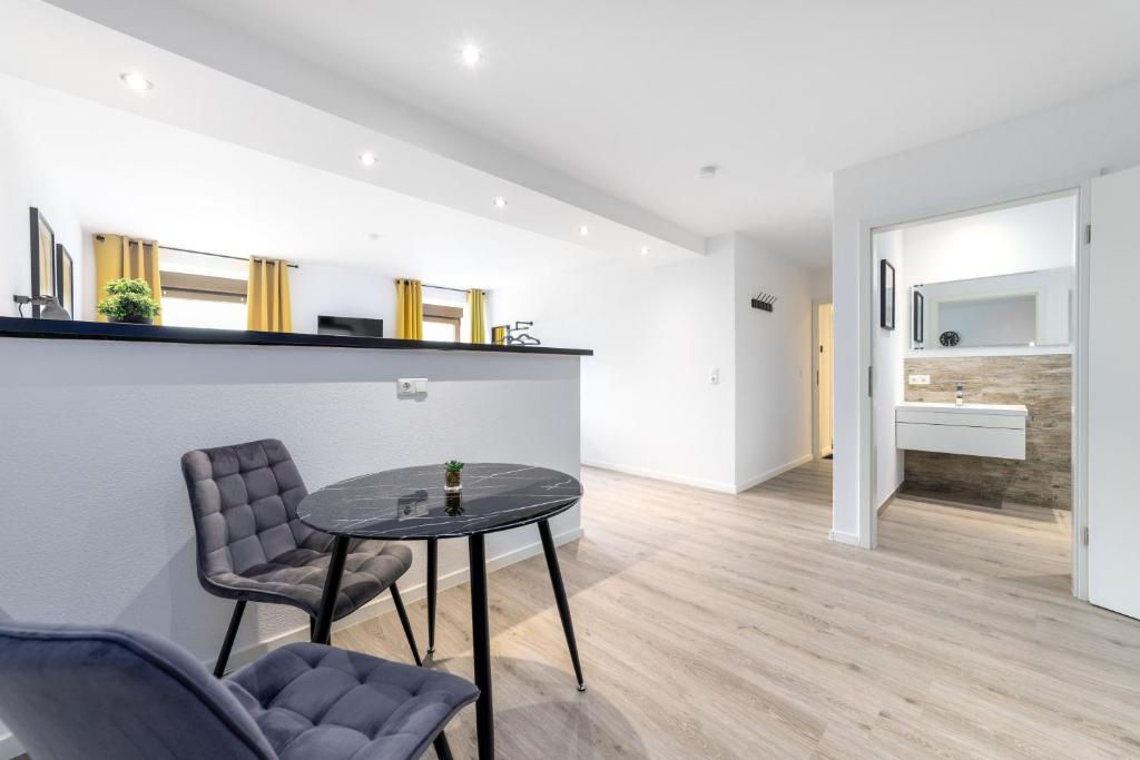 Kuchyň nebo kuchyňský kout v ubytování VonMos Moselblick Apartments