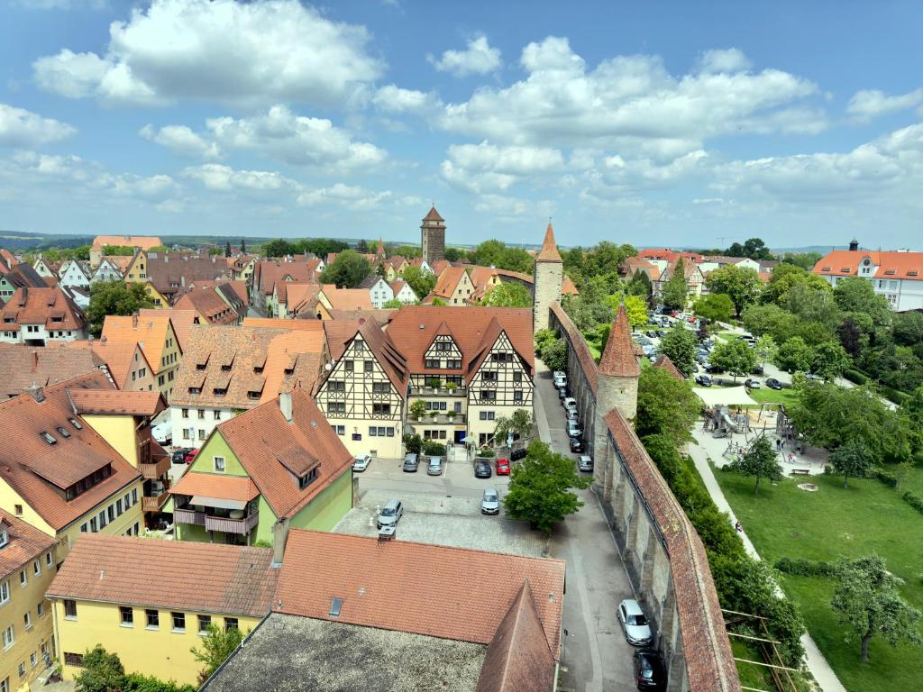 an aerial view of a town with buildings at Prinzhotel Rothenburg in Rothenburg ob der Tauber
