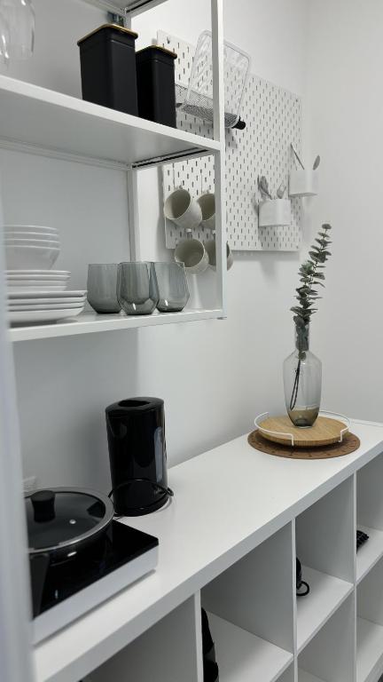 Kuchyň nebo kuchyňský kout v ubytování Langenzersdorf Apartment