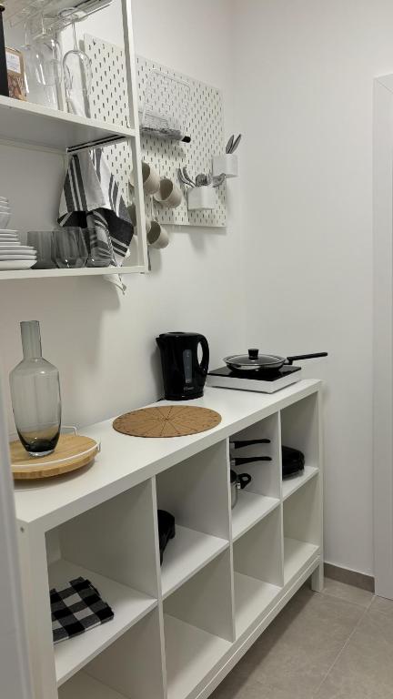 Kuchyň nebo kuchyňský kout v ubytování Langenzersdorf Apartment